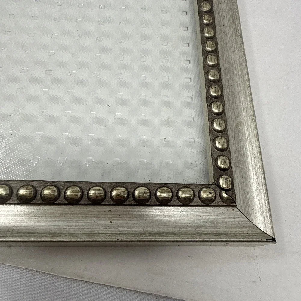 Set Of 2 Vintage Framed Textured Glass Gallery Wall Hanging Art Decor 13x13 READ